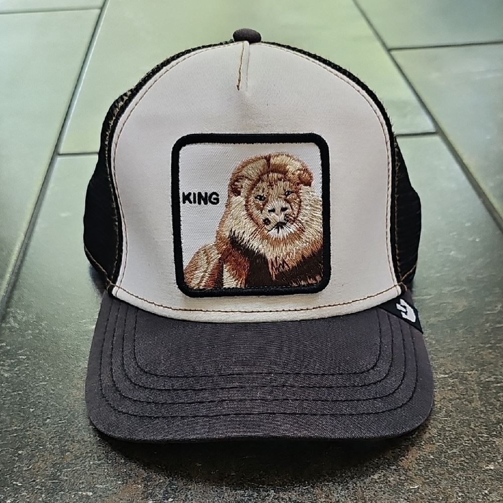 Goorin Bros Black and Cream Lion Trucker Hat